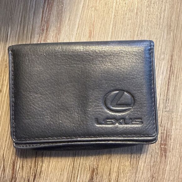 LEXUS Leather Wallet Business Card Holder By Fossil Black Credit Card Holder